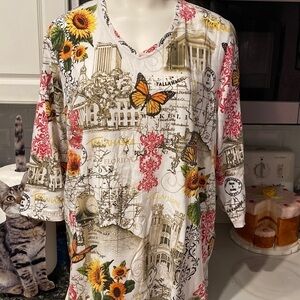 k womens Alia casual stretch 3/2 sleeve stretch plus size top 2X